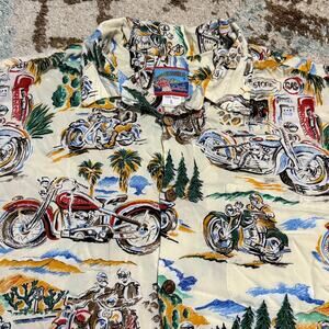 Vintage Joe Kealoha Motorcycle Biker Hawaiian Shirt Size L